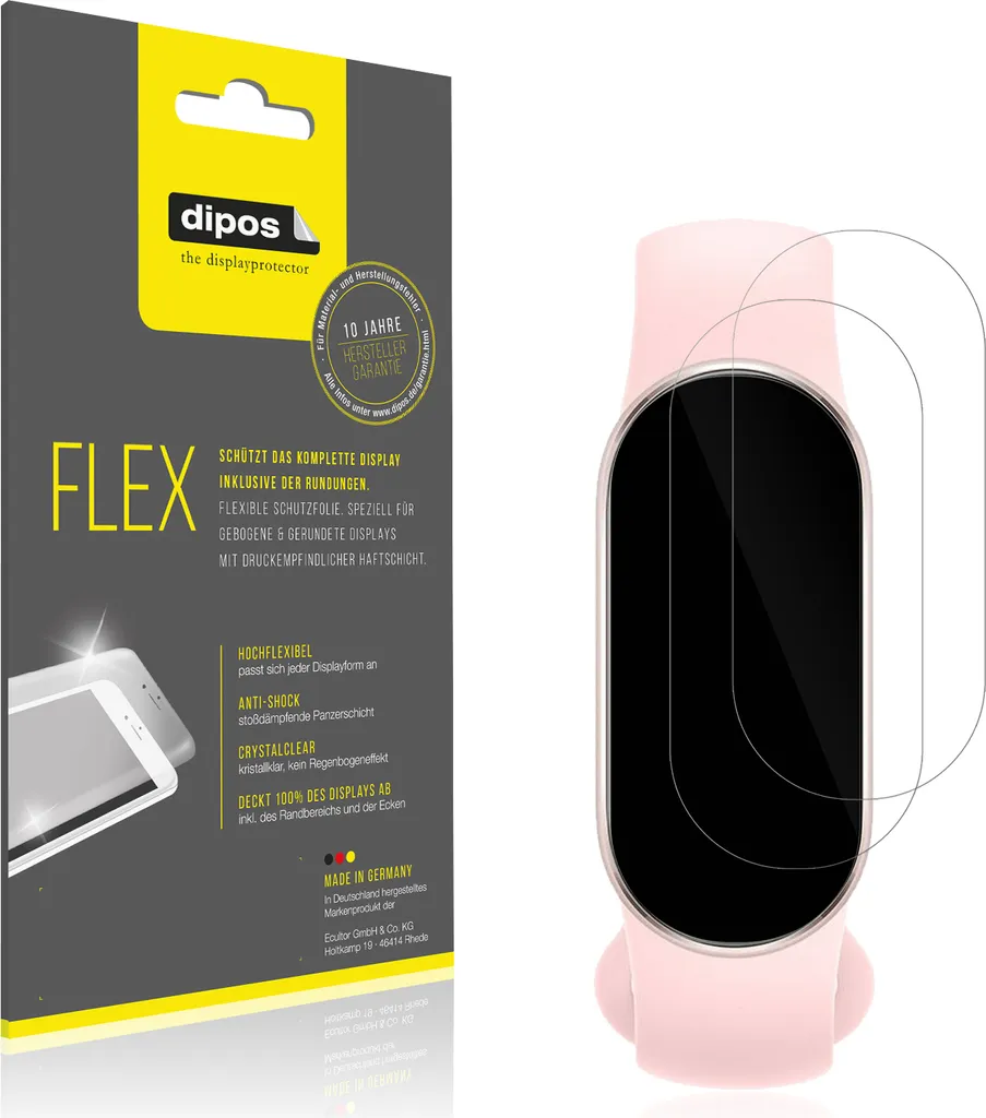 2x Pellicola Protettiva Xiaomi Smartband 9 - dipos Flex Full Edge 100%