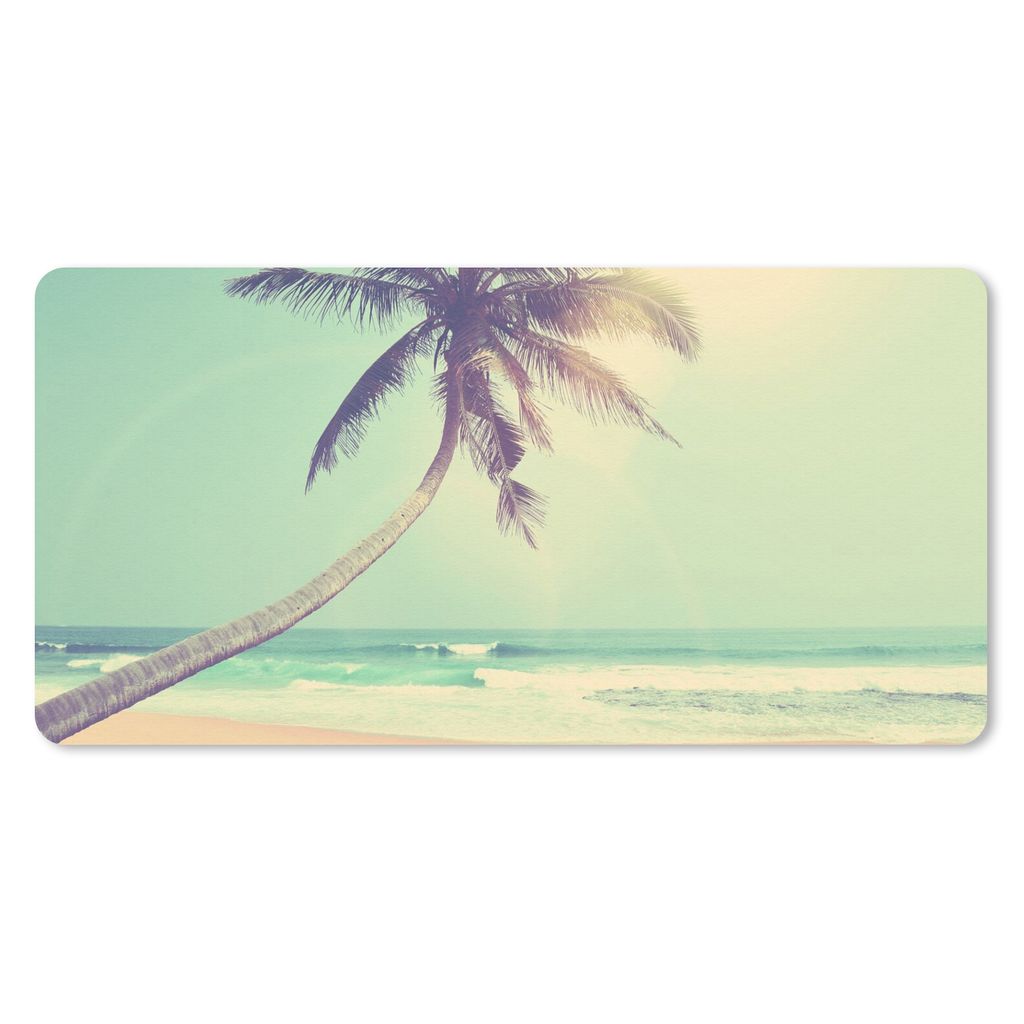 MuchoWow Mauspad Mousepad Retro - Palme - Sonne - Sommer 60x30 cm - Mousepads - Maus Mat - Pad - Mausunterlage - Nachhaltig