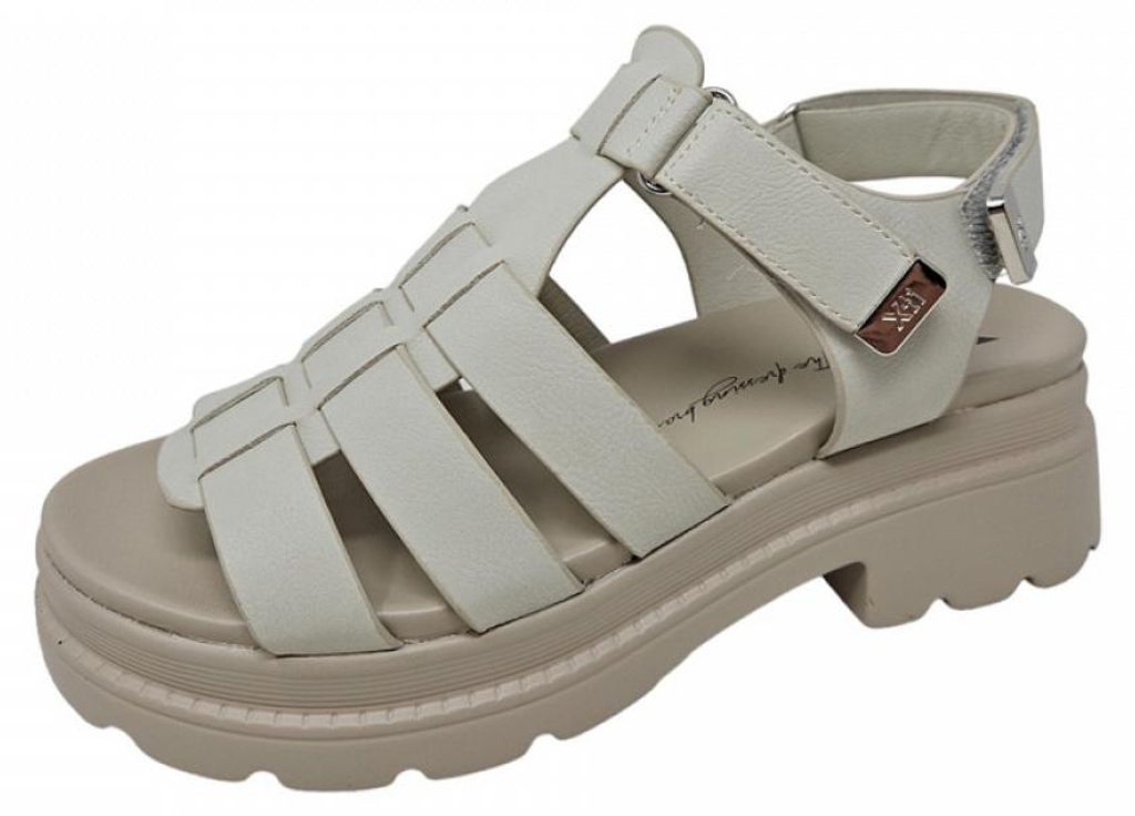 Graue Damen Sandalette aus Synthetik mit Riemenverschluss und flachem Absatz