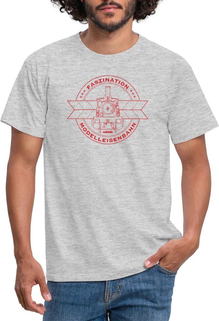 Spreadshirt Märklin Faszination Modelleisenbahn Männer T-Shirt, 3XL, Grau meliert