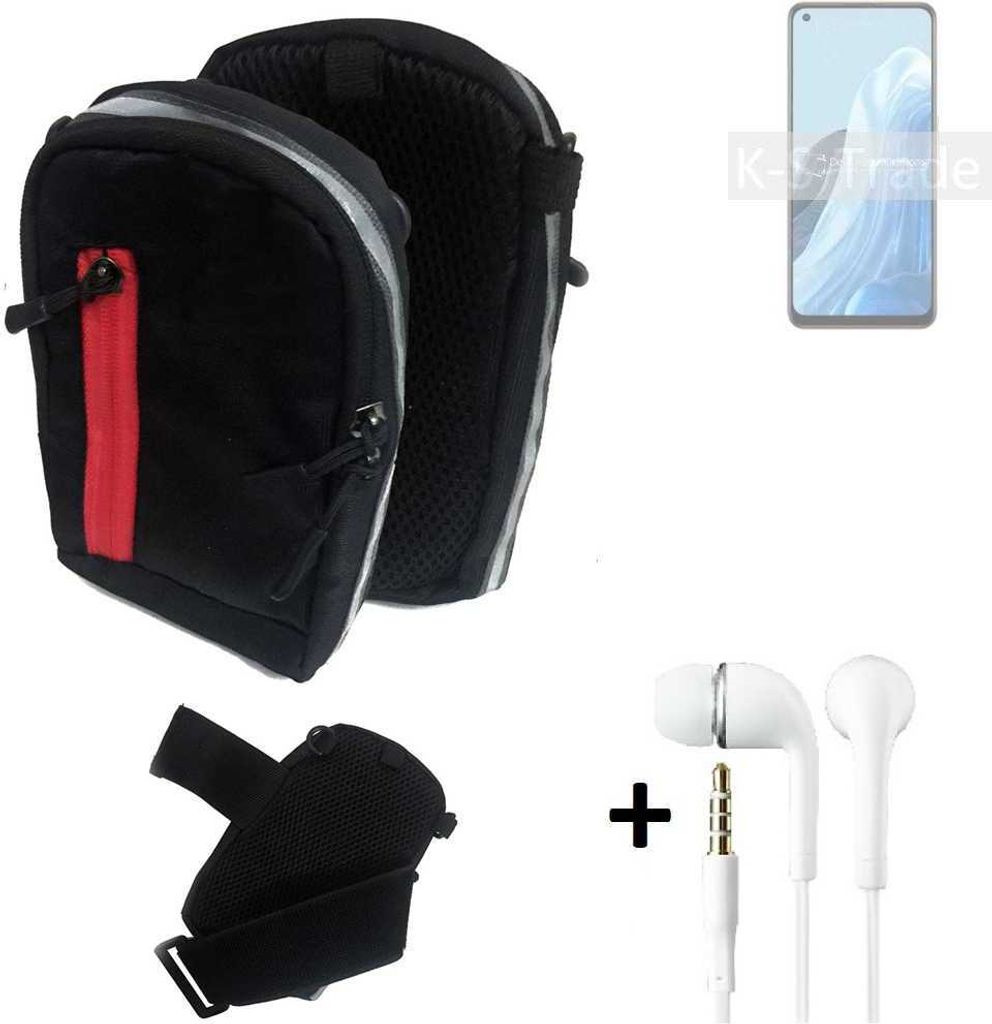 K-S-Trade Outdoor Gürteltasche Holster Umhängetasche + Kopfhörer kompatibel mit Oppo F21 Pro 4G schwarz Handy Tasche Case travelbag Schutzhülle
