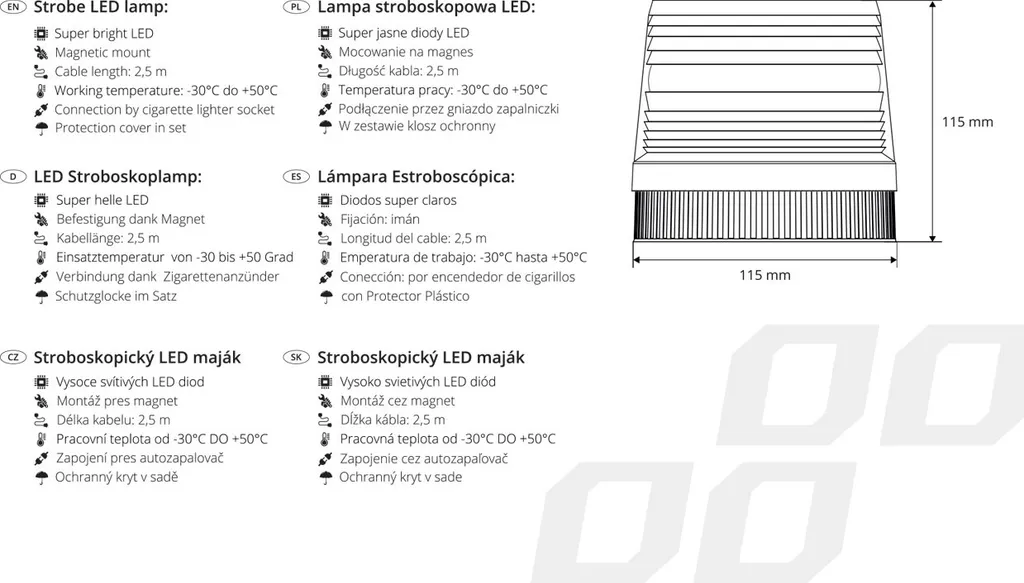 Luce Stroboscopica 24V LED Professionale - Segnalazione Emergenza - 5