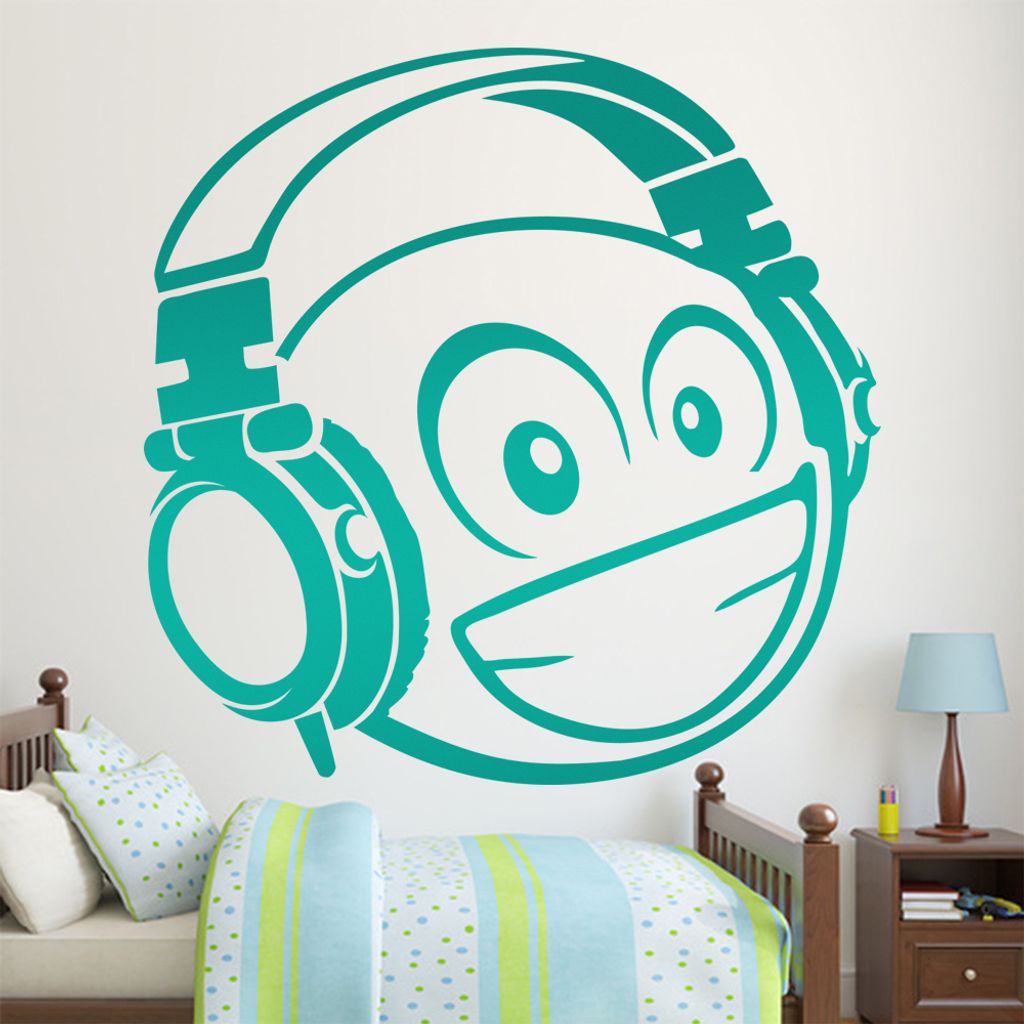 KIWISTAR Emoji 3D Kopfhörer - Bass R&B HipHop EDM Pop Rock Laut Wandtattoo in 6 Größen - Wandaufkleber Wall Sticker - Dekoration, Küche, Wohnzi...