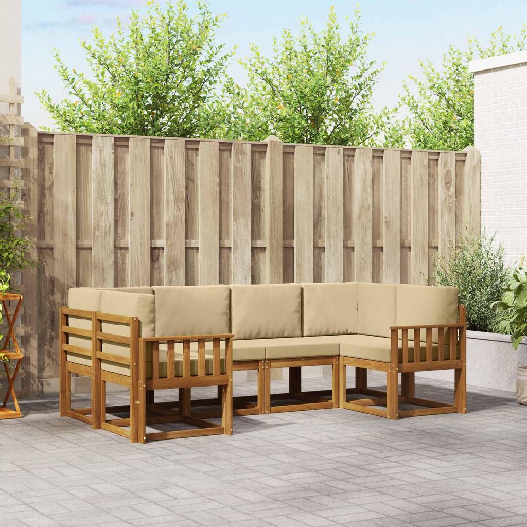 "Neues Produkt" Outdoor-Sofagarnitur ANTI-UV - CLORIS - mit Kissen - 6 pcs - Natur und Beige - Modern Gartensofas V186