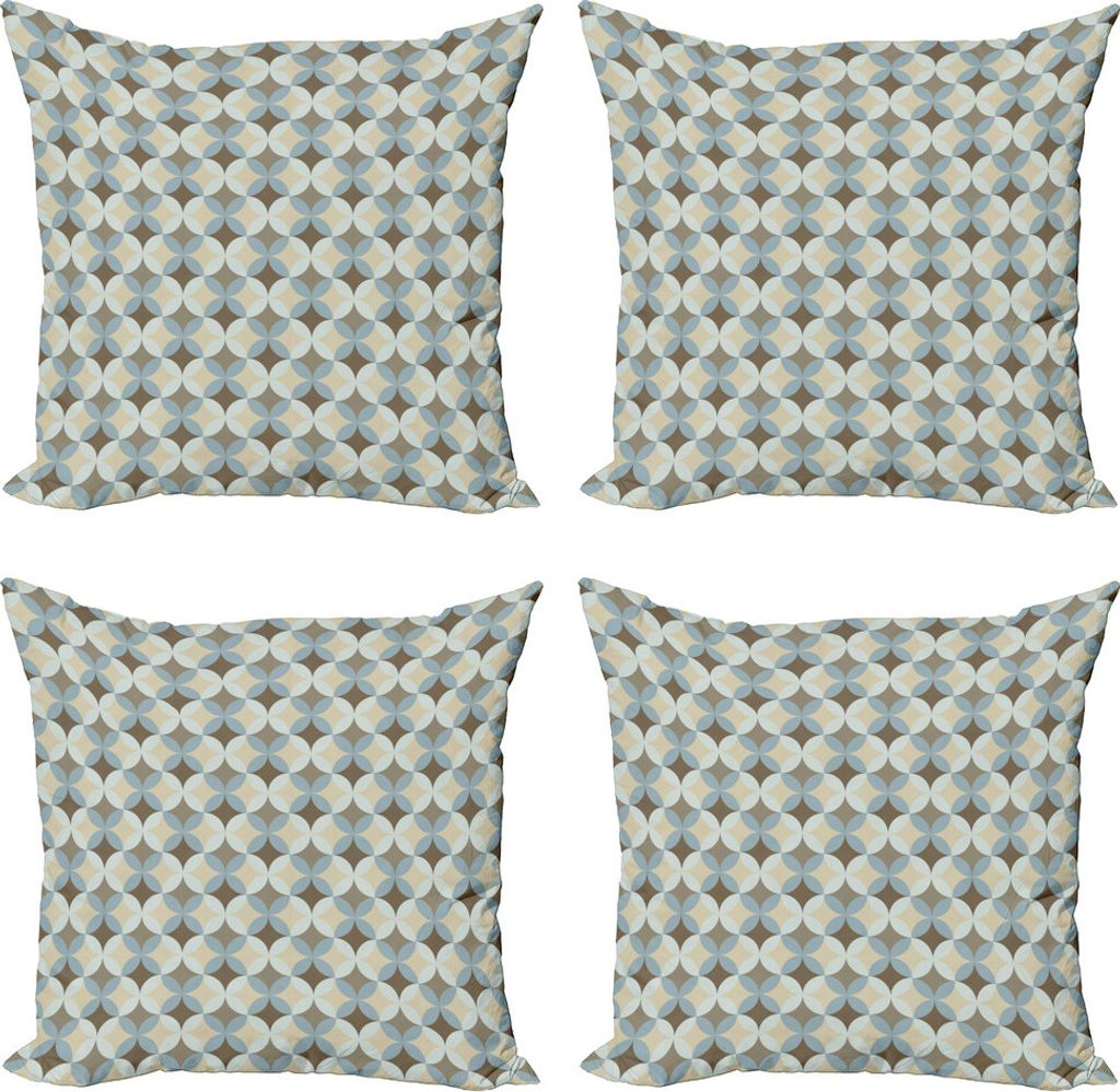 ABAKUHAUS Geometrisch Kissenbezug Set (4 Stück), Round Floral Kreise, Moderner Doppelseitiger Digitaldruck, 60 cm x 60 cm, Mehrfarbig