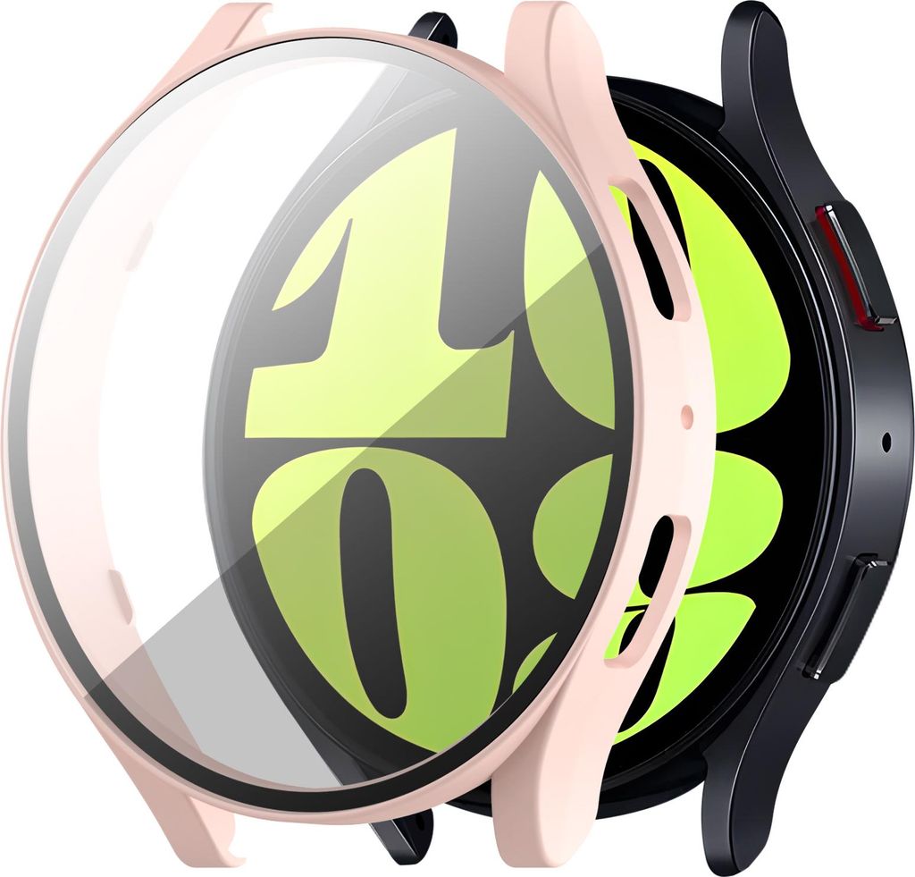 Strap-it Hartschalenetui mit Glas - passend für Samsung Galaxy Watch 6 40mm - rosa Etui mit Displayschutzfolie