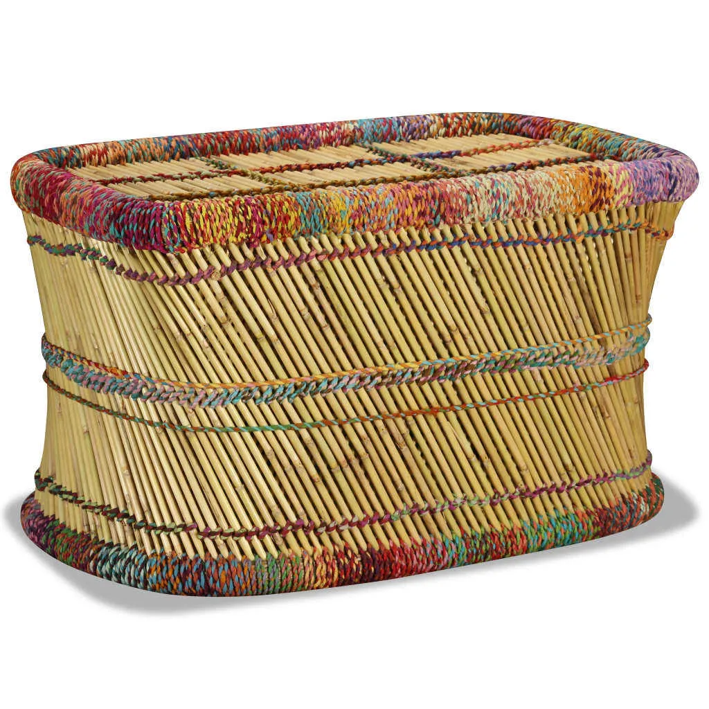 Table basse artisanale bambou et tissu chindi tressé multicolore vidaXL