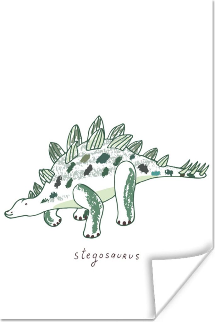 MuchoWow Poster Kinderzimmer - Dinosaurier - Stegosaurus - Jungen - Mädchen - Kinder 60x90 cm - Wanddekoration
