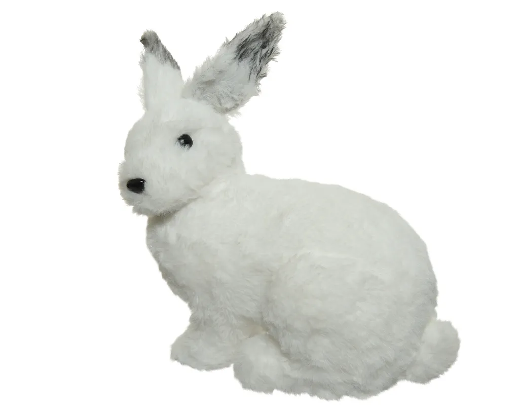Décoration de Noël Lapin Blanc 29cm - Figurine de Table Peluche Douce - 5