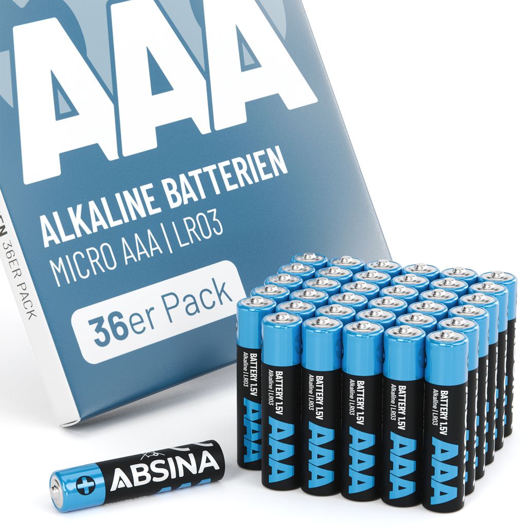 ABSINA, balenie 36 batérií AAA, 1,5V, alkalické – dlhodobo Obrázok produktu 
