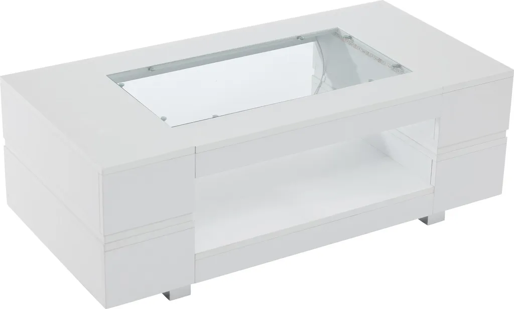 Sweiko Table Basse LED Blanche Bluetooth - Table de Salon Design Moderne - 13