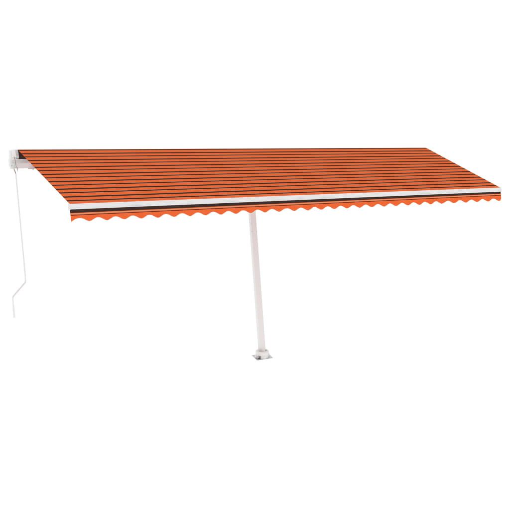 vidaXL Markise Manuell Einziehbar mit LED 600x300 cm Orange Braun