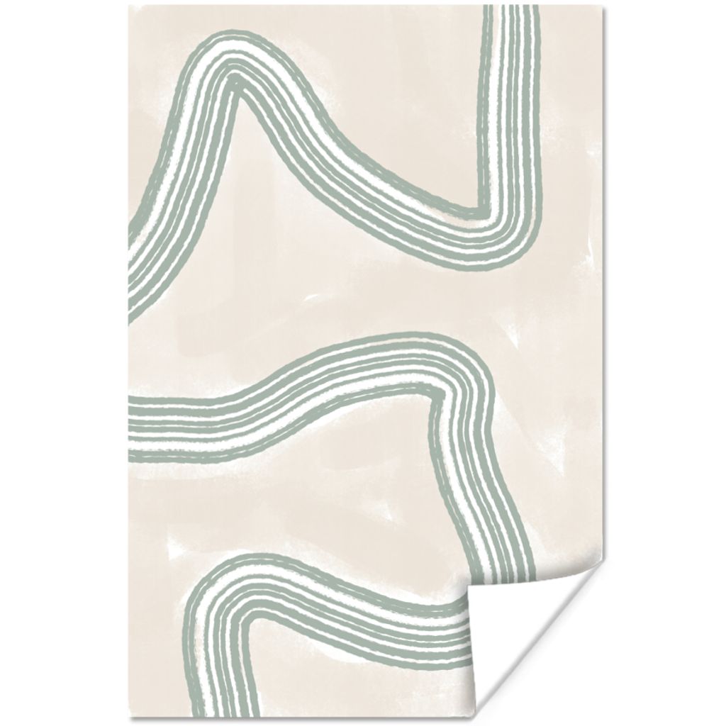 MuchoWow Poster Linien - Grün - Weiß - Abstrakt - Design 80x120 cm - Papierdruck