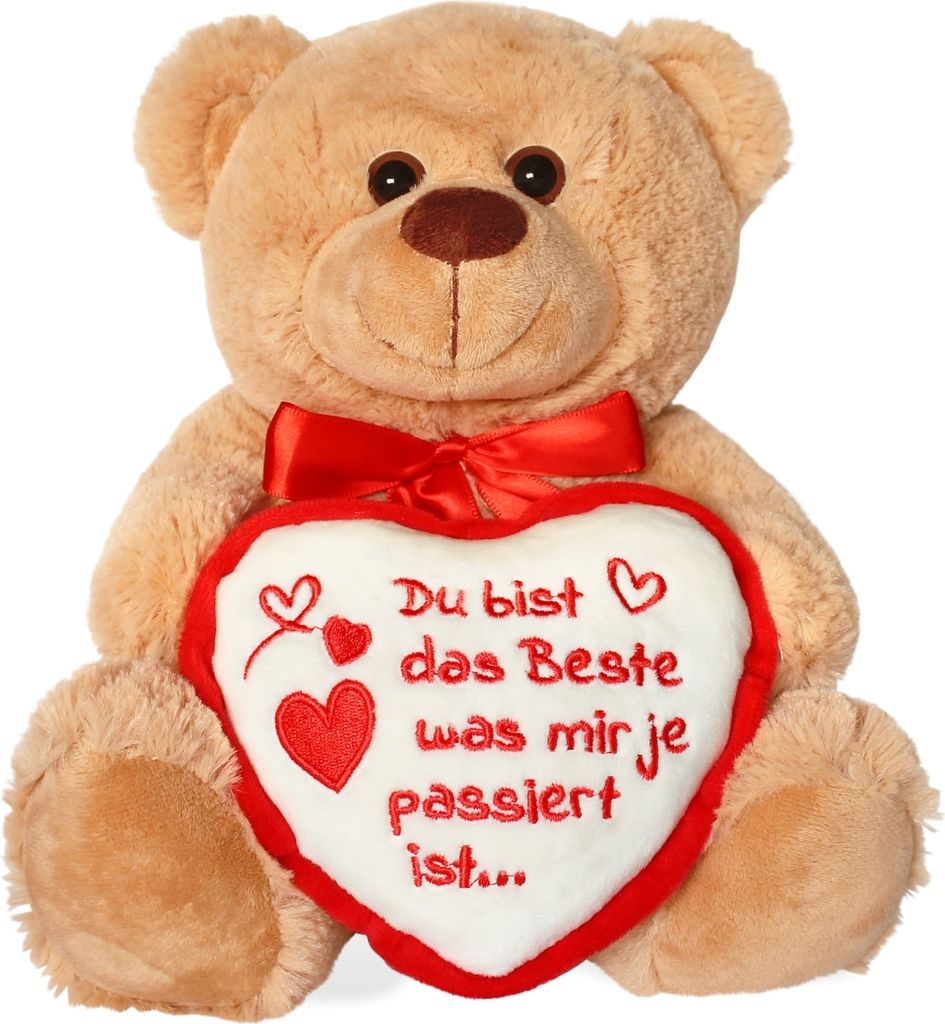 Teddybär mit Herz Du bist das Beste braun 25 cm