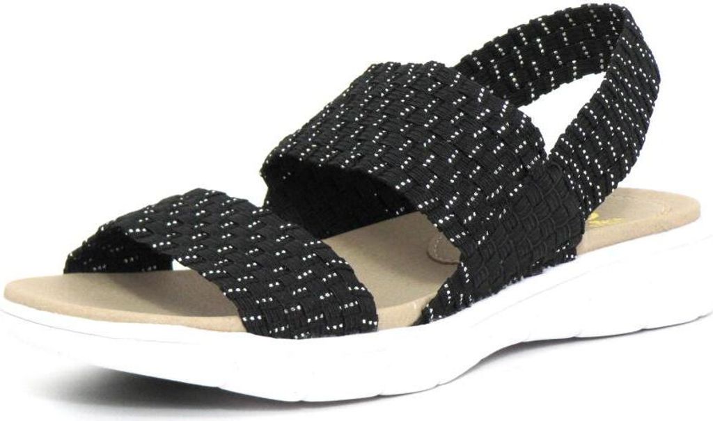 Rieker Damen Sandaletten schwarz-silber (schwarz) V9070-00 Größe - 38