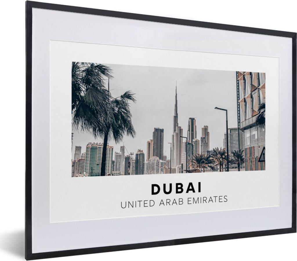 MuchoWow® Gerahmtes Poster Dubai - Skyline - Palme 40x30 cm Produktbild 