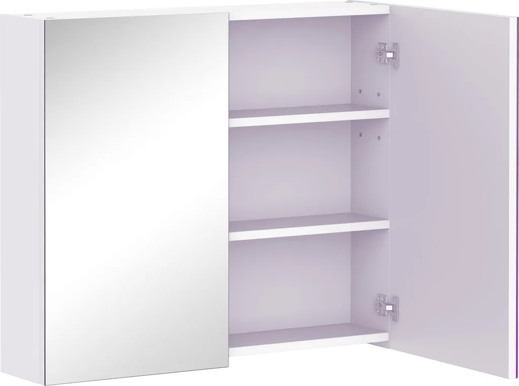 Armoire murale de salle de bain HOMCOM 70x60 cm meuble miroir blanc