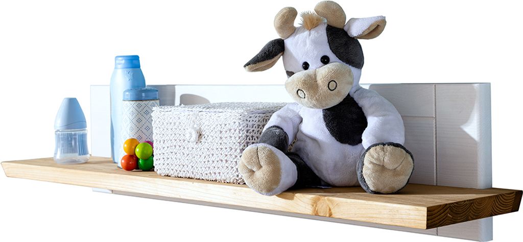 Babyzimmer Wandregal Kiefer weiß mit Eiche, KOLOMEA-69