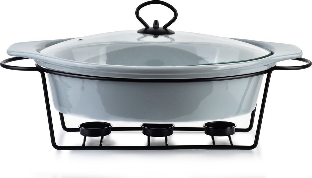 Warmhalteschale Keramik Allesken by MONDEX Modern Kitchen 38x26xH7,9 cm Mehrfarbig 3-teiliges Set 2,6 l