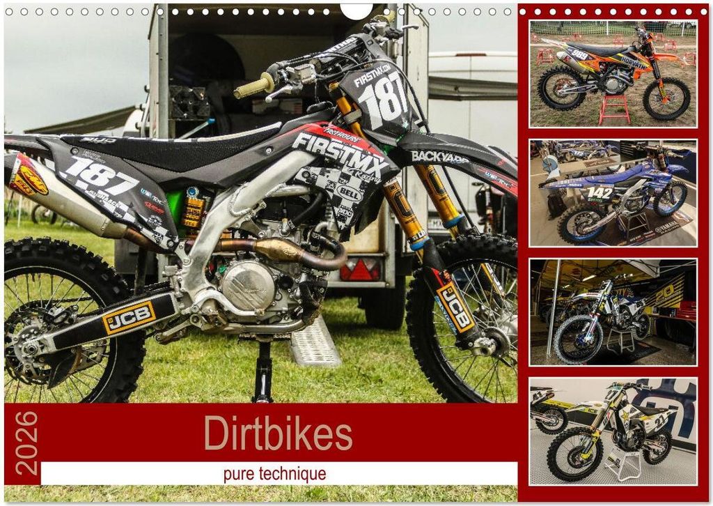 Dirtbikes - pure technique (Wandkalender 2026 DIN A3 quer), CALVENDO Monatskalender