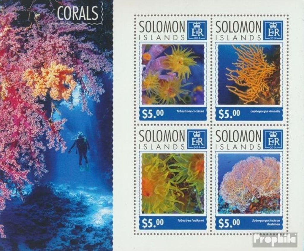 Briefmarken Salomoninseln 2014 Mi 2897-2900 Kleinbogen (kompl. Ausg.) postfrisch Korallen