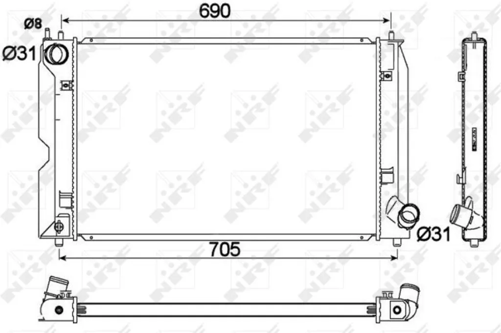 Radiateur aluminium NRF 53765 haute résistance pour Toyota 164000N030
