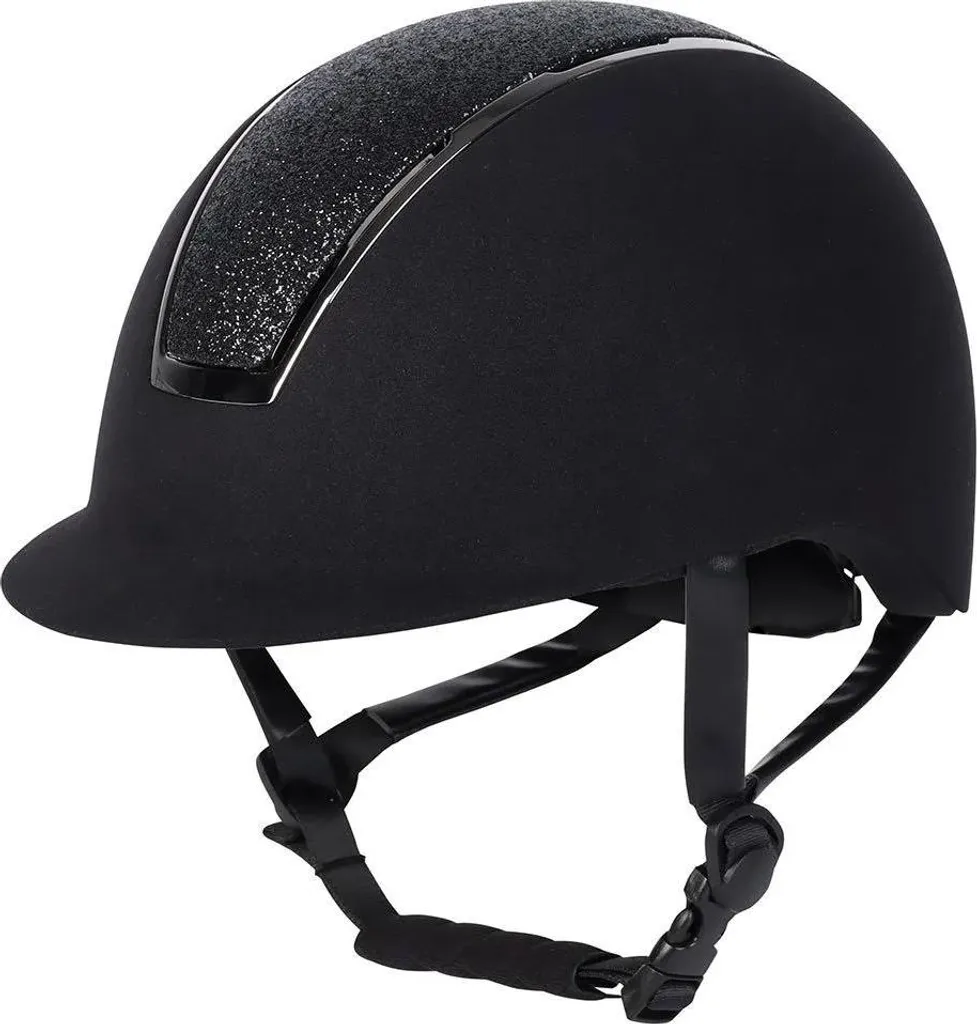 Bombe d'Équitation en Velours Noir Brillant Harry's Horse 55-57 cm