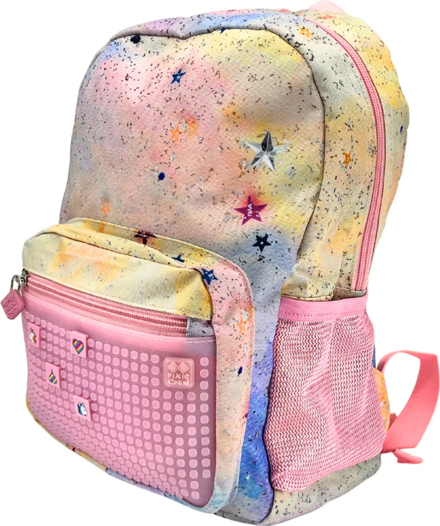 Zaino asilo Pixie Crew Pink Glitternox, altezza 33,5 cm, larghezza 27 cm e profondità 14,5 cm
