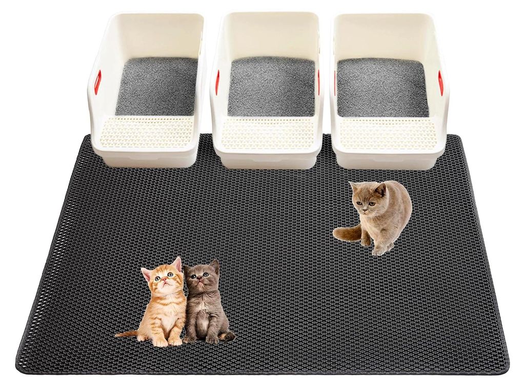 Katzentoilettenmatte, extra groß, 119 x 91,4 cm, für Katzentoilette, XXL, matt für Boden, 2-lagiger Fangteppich, wasserdicht, urinfest, rutschfest