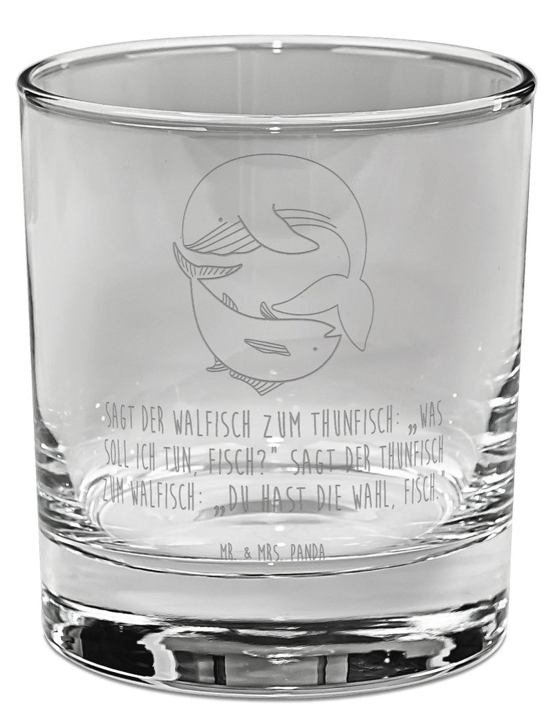 Mr. & Mrs. Panda Tumbler Walfisch Thunfisch - Transparent - Geschenk, Glas, Whiskey Becher, Lustige Sprüche, Witz, Wahl, Lowball, Flachwitz, Spruc...