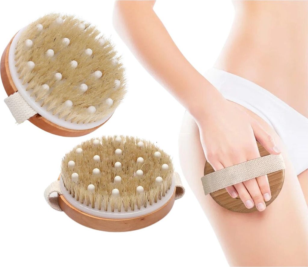 Natürliche Bambusmassagebürste zur Trockenmassage mit Silikonspitzen