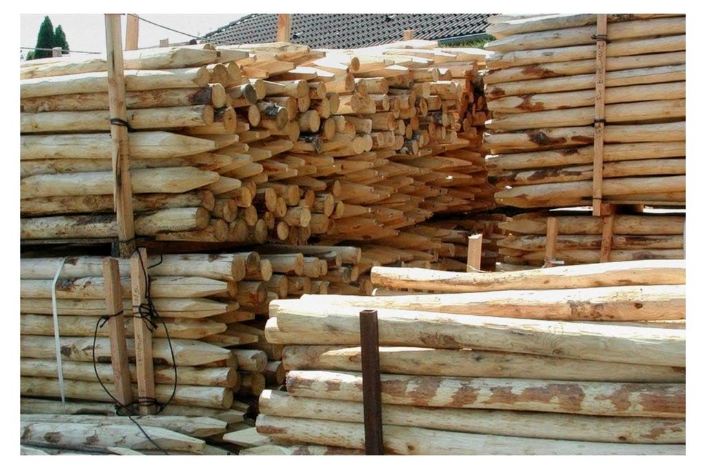Zaunpfahl gespitzt Ø 5-7 cm Länge 195 cm aus Kastanienholz