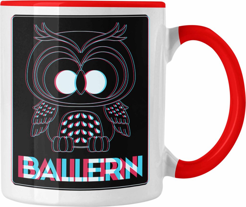 Trendation - Eulen Rave Ballern Tasse (Rot)