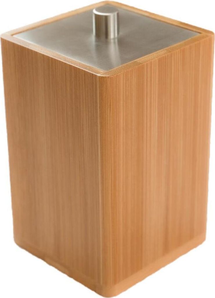 Bagnoxx Wattepad Halter Bambus, Wattepadbehälter (LxBxH): 7,6 x 7,6 x 11cm Braun Aufbewahrung Wattepads, Badezimmer Zubehör, Badaccessoires Bambus