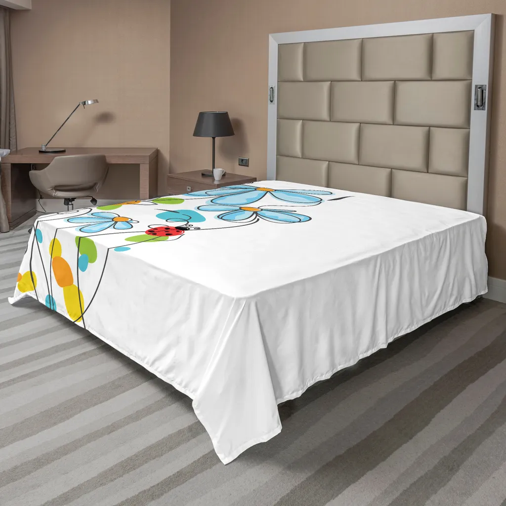 Drap Housse Doux pour Lit Décoratif Thème Nature Printanière 244cm