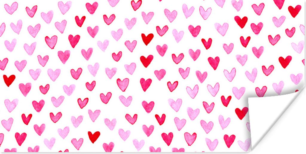 MuchoWow Poster Eine Illustration einer Karte zum Valentinstag mit Herzen 160x80 cm - Foto Poster