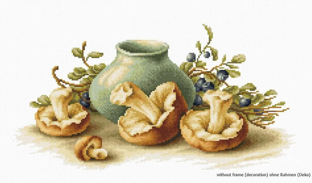 Kit Point de Croix Luca-S Nature Morte aux Champignons Aida 39x20,5 cm
