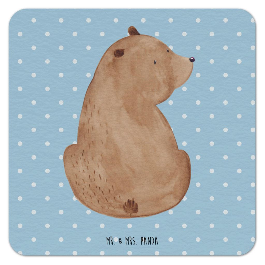 Mr. & Mrs. Panda Tischuntersetzer Bär Schulterblick 25er Set - Blau Pastell - Geschenk, Motivation, Tassenuntersetzer, Bären, Weisheit, gläserun...