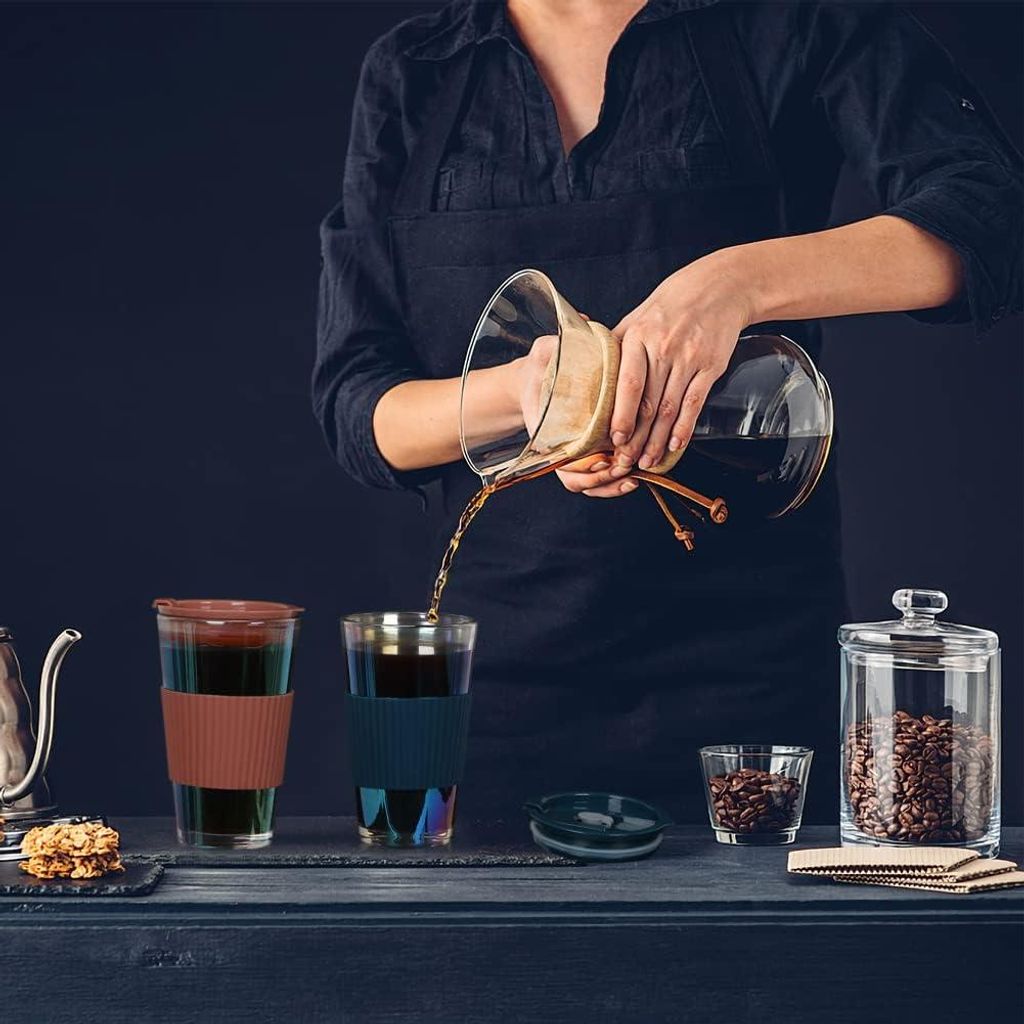 UHAPEER 450 ml Glas Kaffeetassen mit Strohhalm und Deckel, Saft Milch Tee Milch Wasser Becher, galvanisierte Glas Trinkbecher, spülmaschinenfest, ...