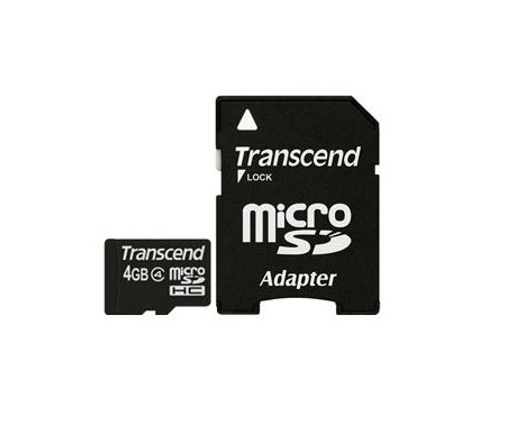 SD microSD Card   4GB Transcend SDHC Class4  w/adapter Image du produit 