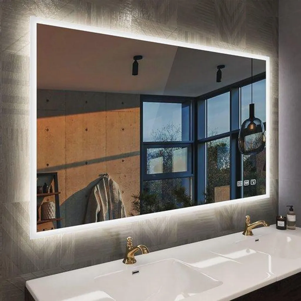 Grand miroir de salle de bain LED anti-buée et Bluetooth 100 x 70 cm