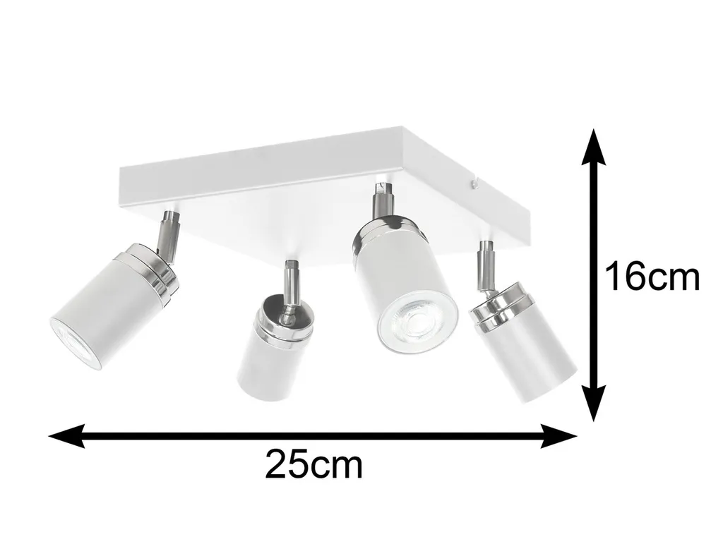 Reno x4 Plafonnier Moderne Blanc - Luminaire de Plafond Design Orientable