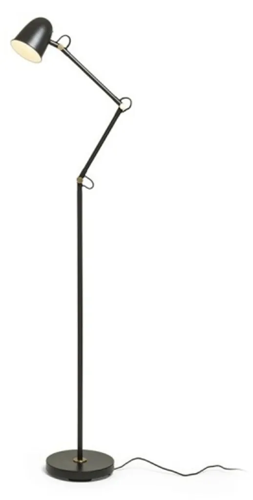 Lampadaire sur pied en laiton noir Danny pour salon et bureau 5W E14