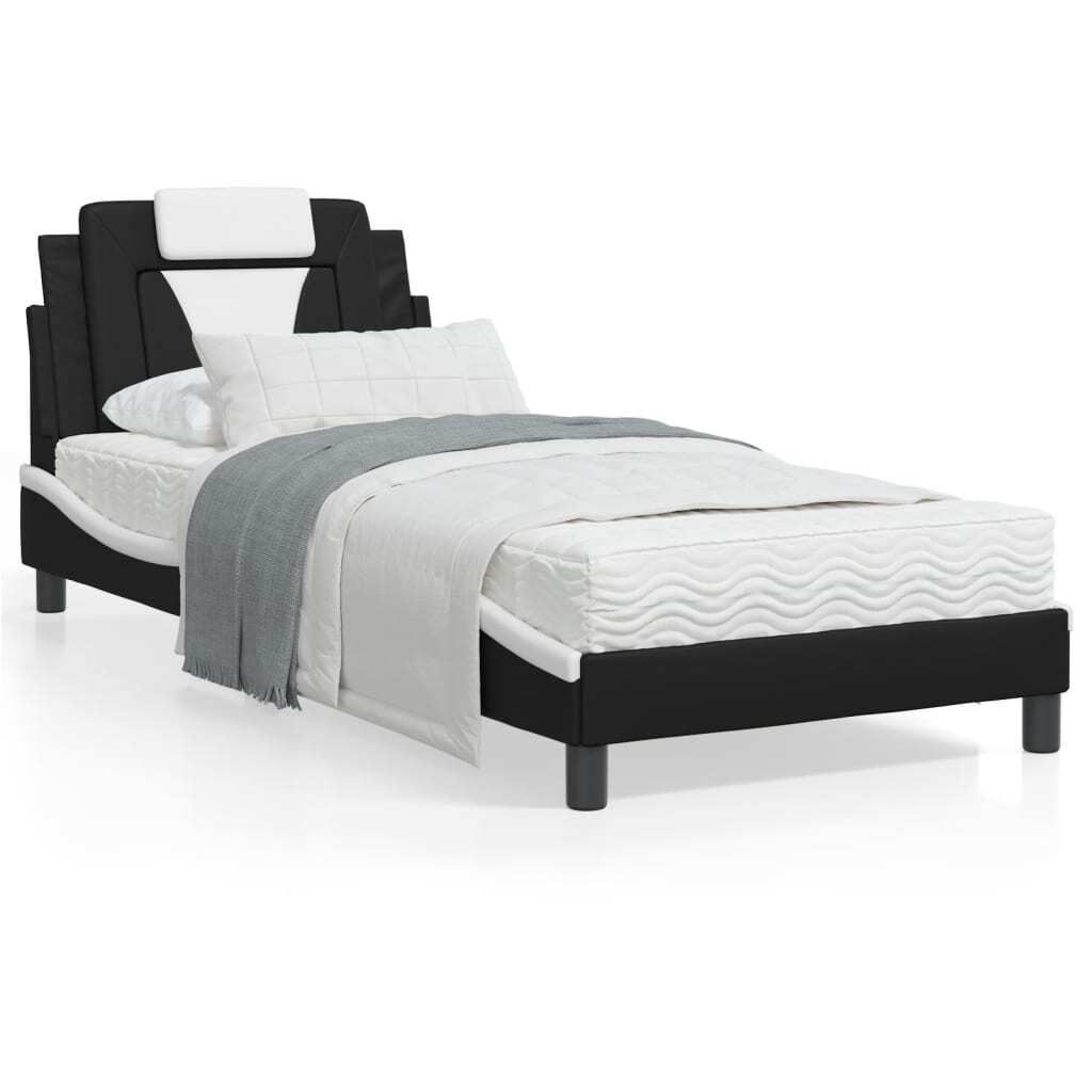 Maison Exclusive - Bettgestell "Viana" mit LED ohne Matratze Schwarz und Weiß 90x190 cm