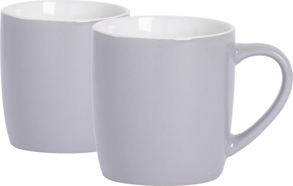 Argon Ta Farbige Kaffeetassen – 350 ml – Grau – 2er-Pack – Robuste Teetasse aus Steingut, spülmaschinen- und mikrowellengeeignet