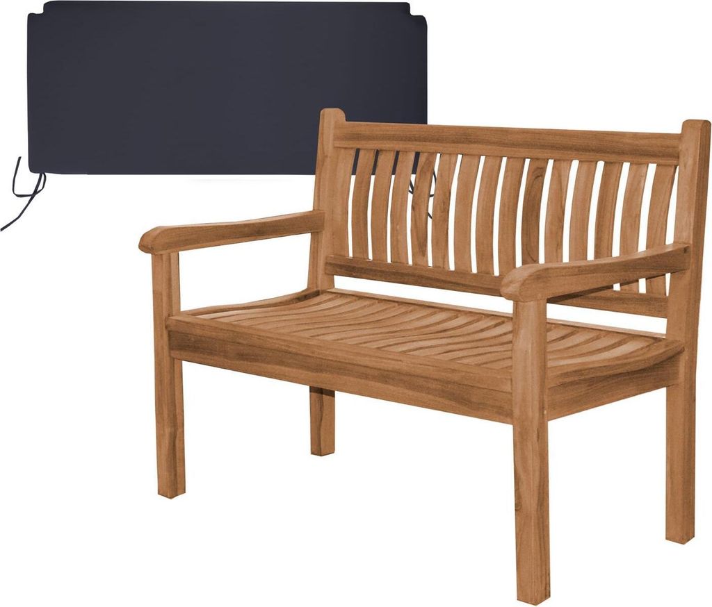 Gartenbank Arezzo Teak Massivholz 120 cm Schwarz Produktbild 