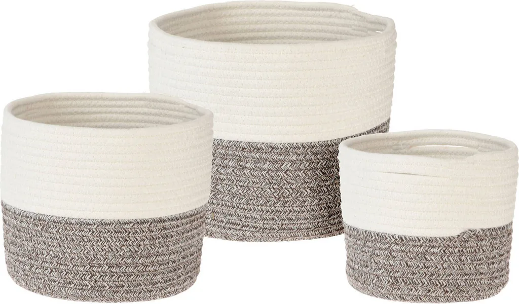 Paniers de Rangement en Coton Gris : Fini le Désordre avec ce Lot de 3 Bacs