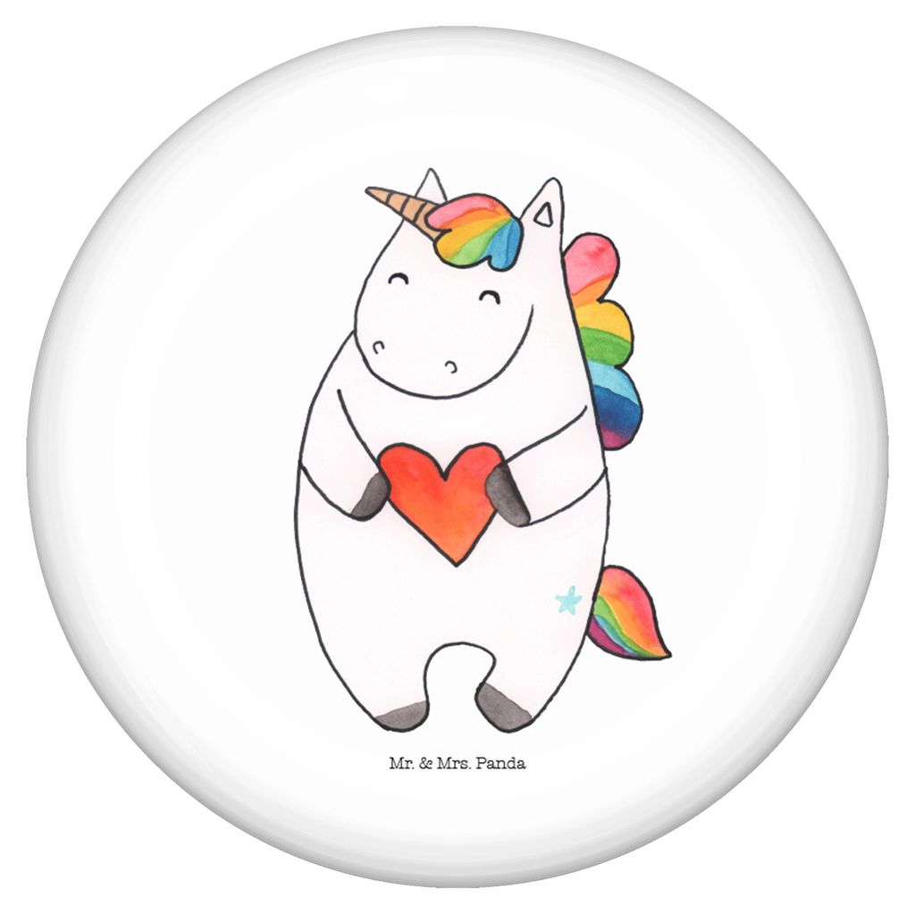 Mr. & Mrs. Panda Pin Einhorn Herz - Weiß - Geschenk, Unicorn, Anstecker, Einhörner, Plakette, Freundin, Badge, Lustig, Button