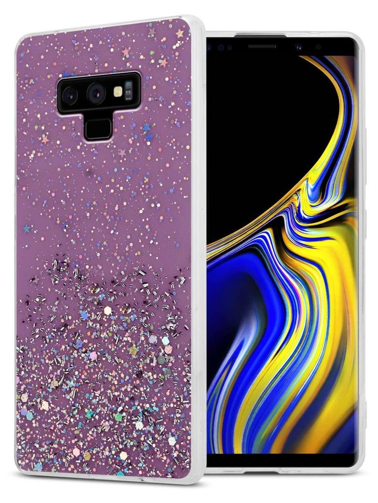 Cadorabo Hülle für Samsung Galaxy NOTE 9 Schutz Hülle in Lila Handyhülle TPU Etui Glitter Cover Case Glitzer