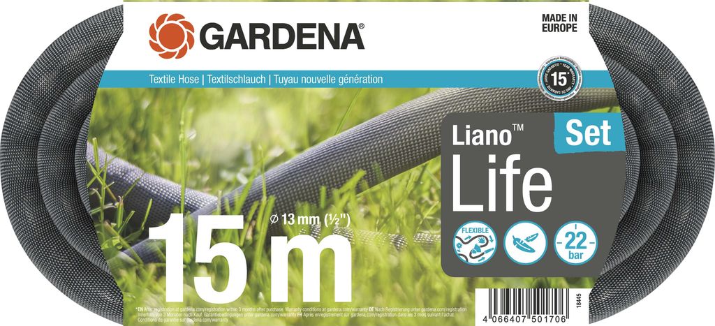 Gardena Textilschlauch Liano Life 1/2 , 15 m Set Produktbild 